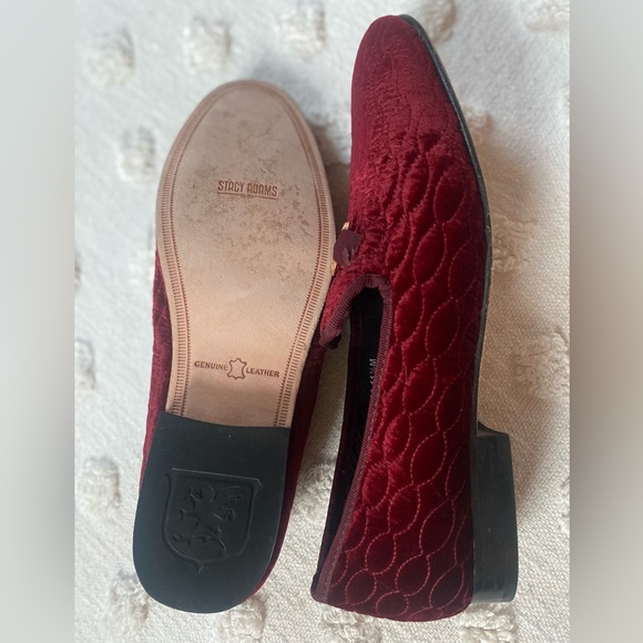 Stacy Adams Slip On Bit Loafer Burgundy Velvet Quilted Christmas Men’s 11.5 - Picture 7 of 7